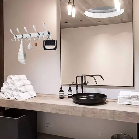 15 hook Stainless Steel Wall Mounted Coat Towel Hooks 16 inch long - Picture 5 of 8